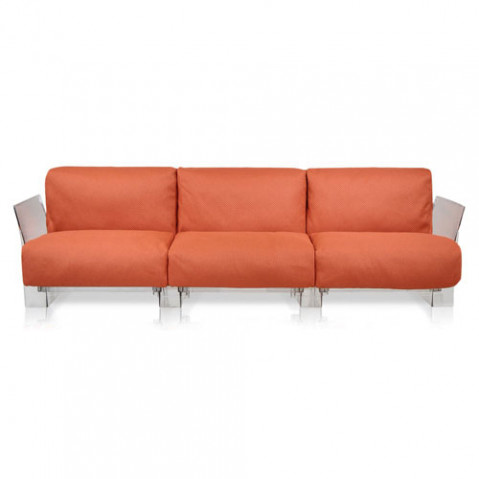 canape pop outdoor 3 places kartell transparent ikon orange