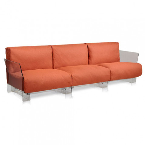 canape pop outdoor 3 places kartell transparent ikon orange