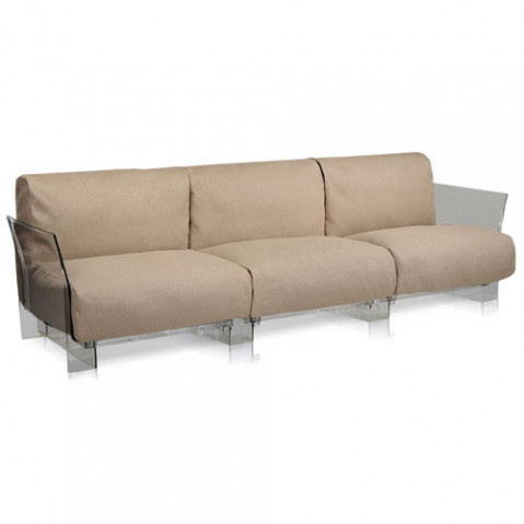 canape pop outdoor 3 places kartell transparent ikon tourterelle
