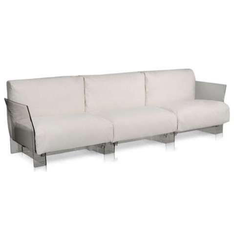canape pop outdoor 3 places kartell transparent sunbrella ecru
