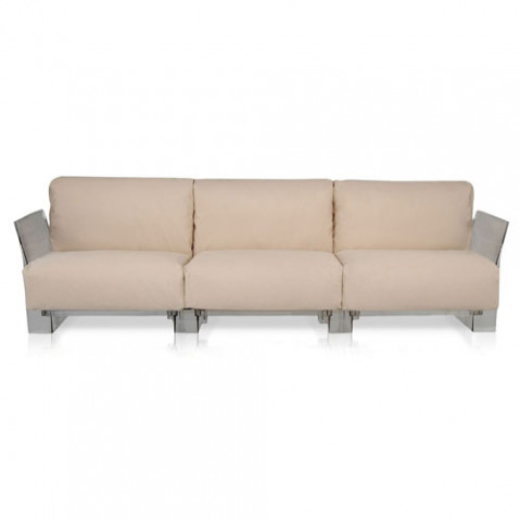 canape pop outdoor 3 places kartell transparent sunbrella tourterelle