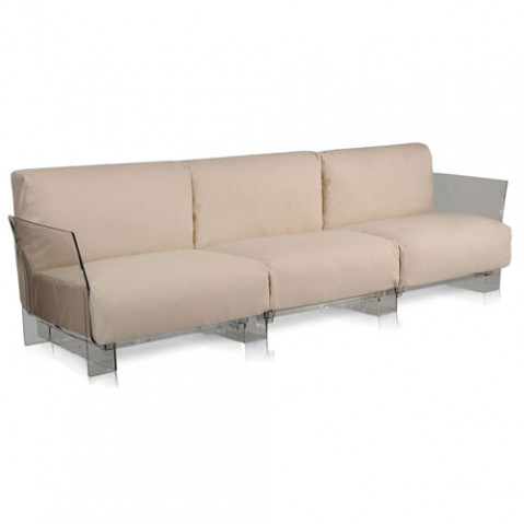 canape pop outdoor 3 places kartell transparent sunbrella tourterelle