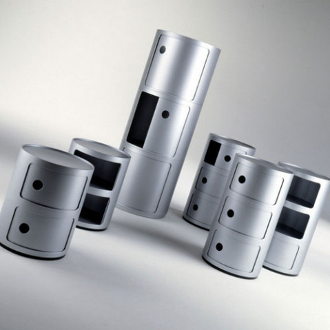 Componibili Meuble de Rangement 2 Elements Design Kartell Argent