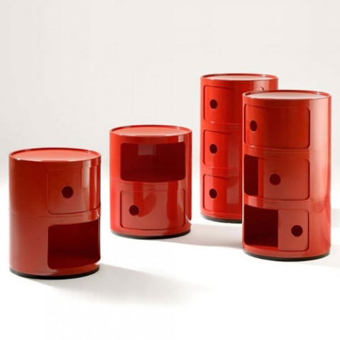 Componibili Meuble de Rangement 2 Elements Design Kartell Rouge