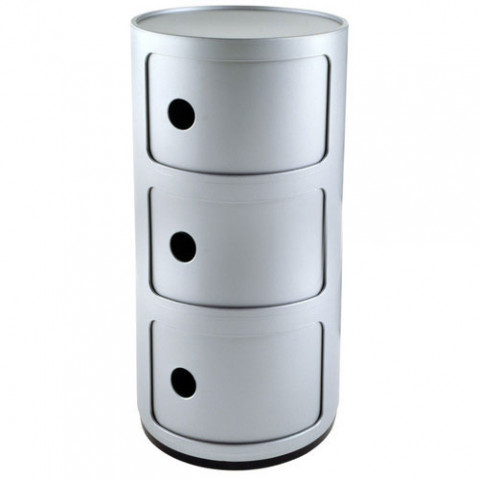 Componibili Meuble de Rangement 3 Elements Design Kartell Argent