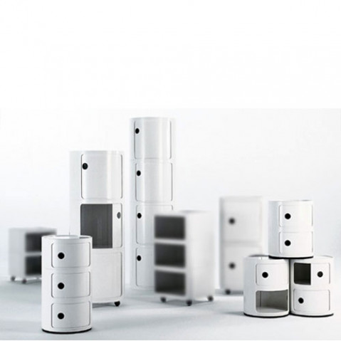 Componibili Meuble de Rangement 3 Elements Design Kartell Blanc