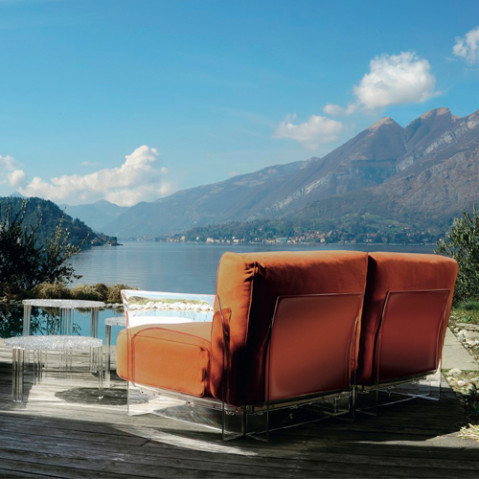 fauteuil pop outdoor kartell transparent ikon blanc