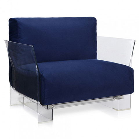 fauteuil pop outdoor kartell transparent sunbrella bleu