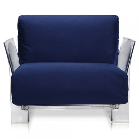 fauteuil pop outdoor kartell transparent sunbrella bleu