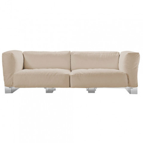 Pop duo canape kartell structure transparente tissu ecru