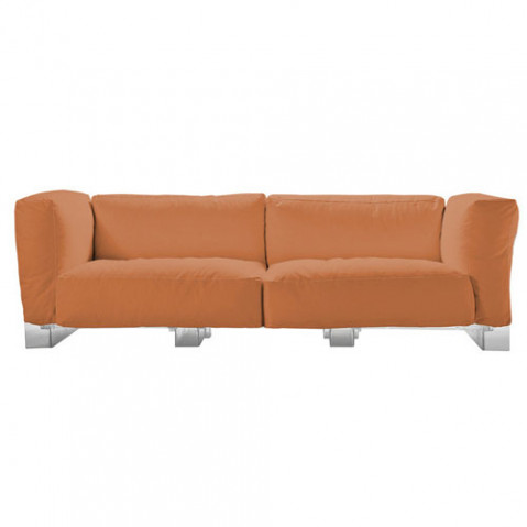 pop duo canape kartell structure transparente tissu orange