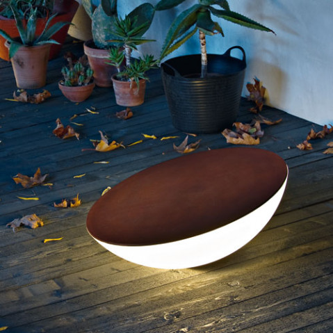 table basse lumineuse lampe de sol Solar foscarini exterieur marron