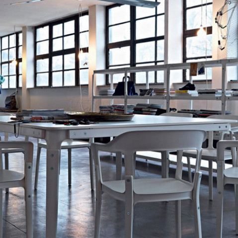 Steelwood Table Rectangulaire Design Magis Hetre et Blanc