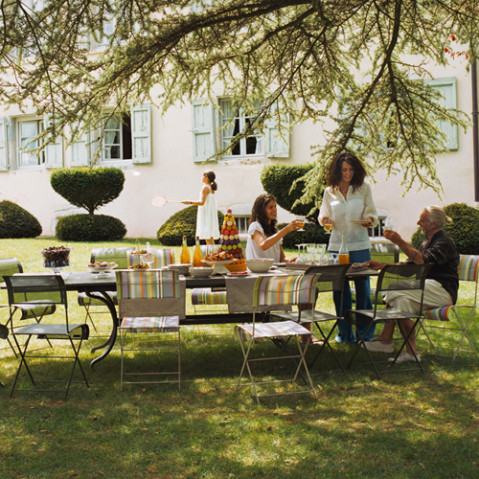 table rallonges romane fermob gris orage