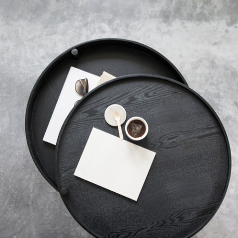 table basse turning menu chene laiton
