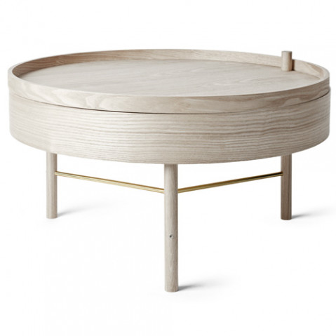 table basse turning menu chene laiton