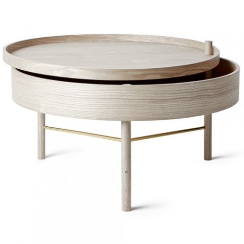 table basse turning menu chene laiton
