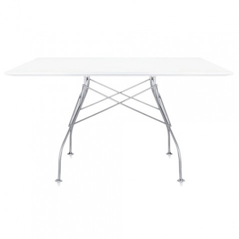 table carree glossy kartell blanc
