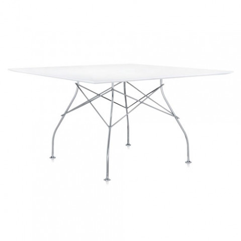 table carree glossy kartell blanc