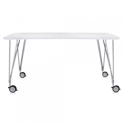 table max roulettes 160 kartell blanc
