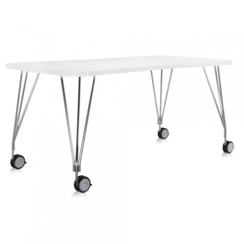 table max roulettes 160 kartell blanc