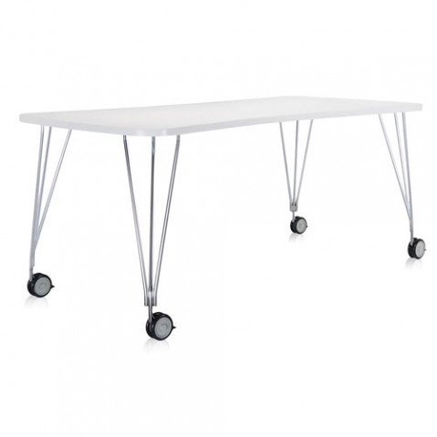 table max roulettes 190 kartell blanc