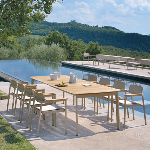 table extensible shine teck emu marron