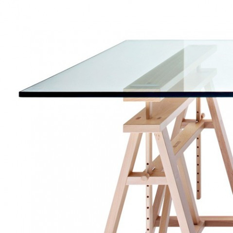 table treteaux teatro magis plateau verre