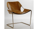 PAULISTANO - FAUTEUIL STRUCTURE INOX / ASSISE CUIR WHISKY de OBJEKTO