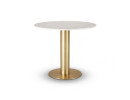 TABLE HAUTE TUBE D.90 CM DE TOM DIXON, BLANC ET LAITON